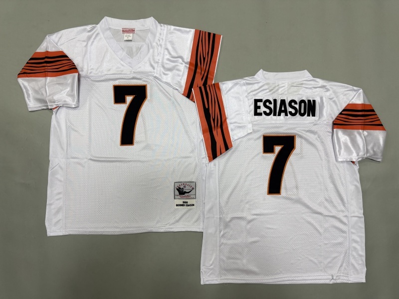 Men 2025 Cincinnati Bengals 7 Esiason white Throwback Limited NFL Jersey style 001